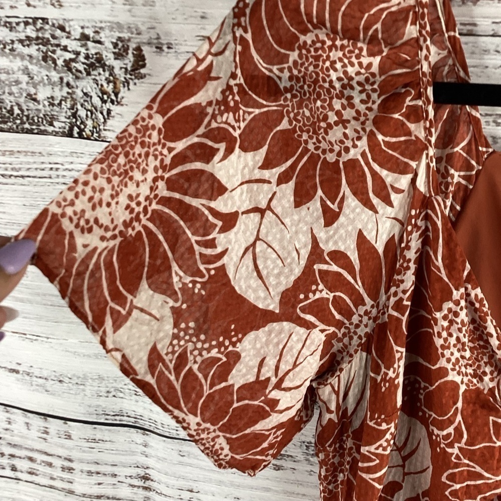 MADEWELL SIZE 2 MINI DRESS SILK TIE FRONT FALL SUNFLOWER‎ GUC - Picture 8 of 15